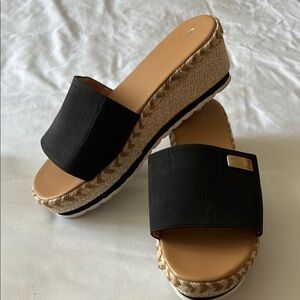 Black Espadrille Wedge Sandals